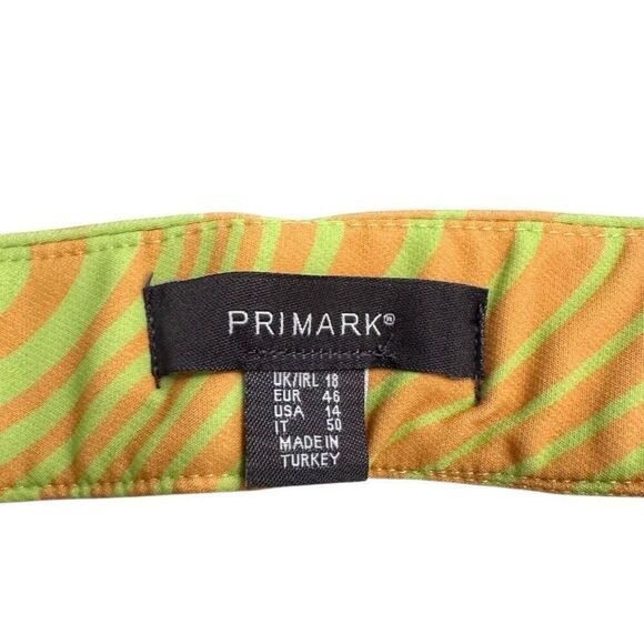 Primark Neon Swirl Print Built-In Shorts Mini Skort Yellow Orange Size 14 - Picture 3 of 5